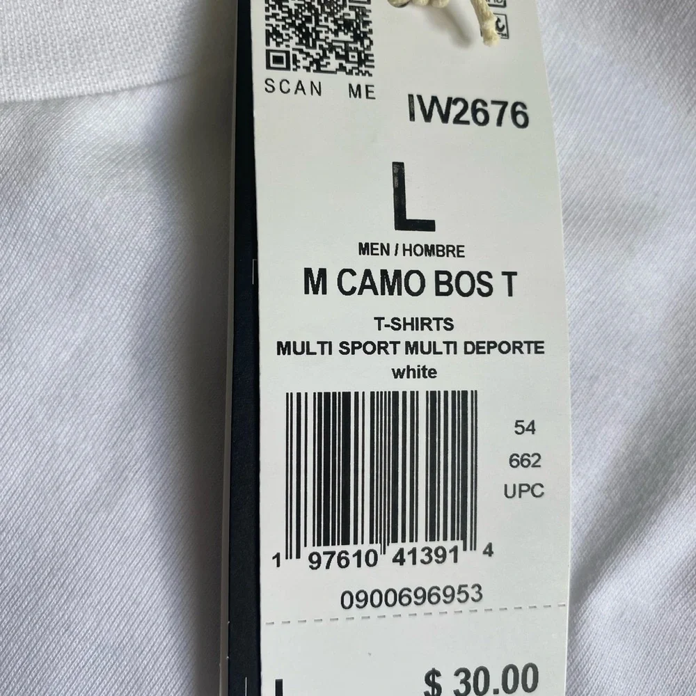 Adidas men’s White Tee with Camo Logo L NWT